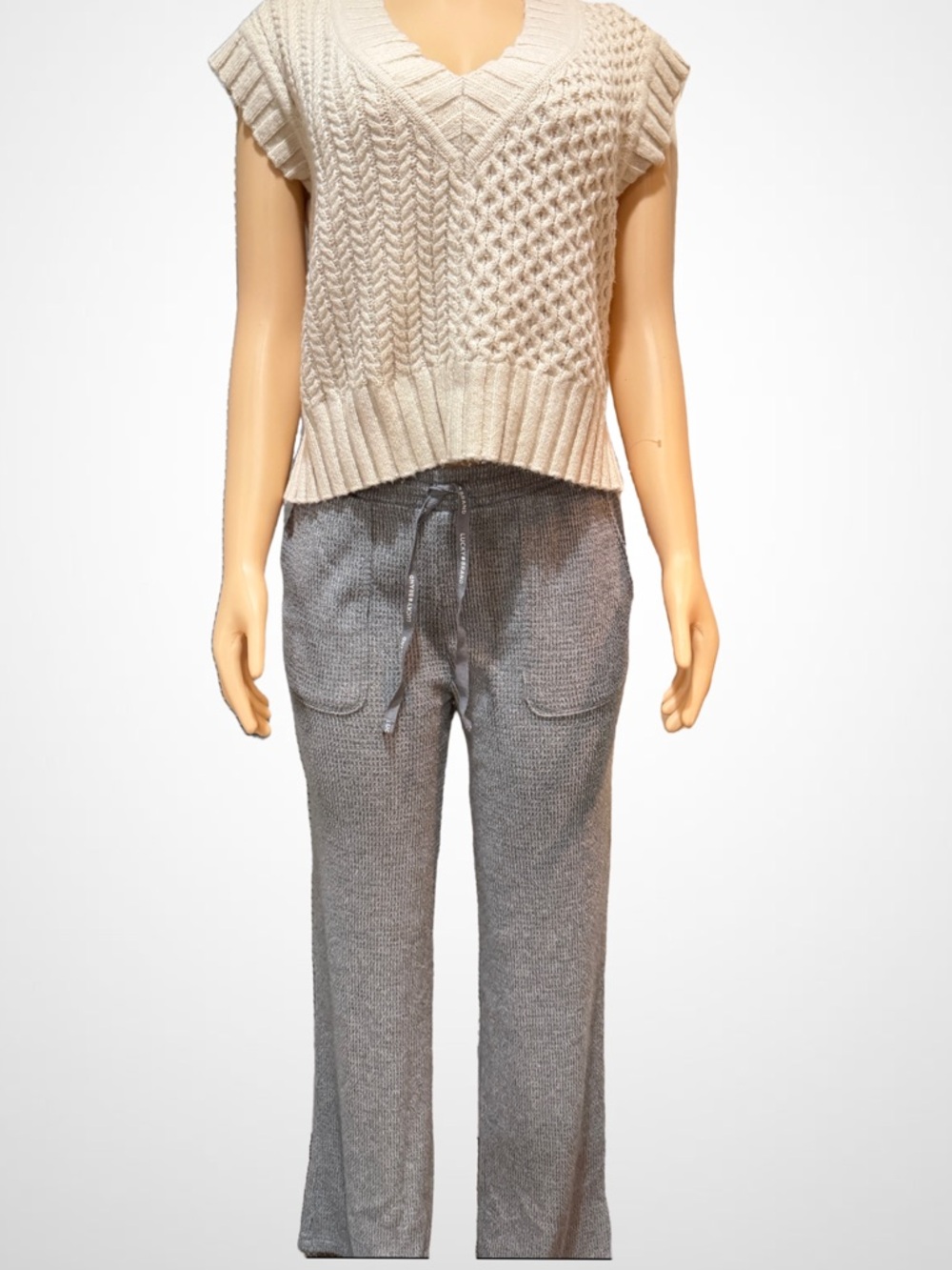 Lucky Brand  Gray Cloud Waffle Wide Leg Pants Sz Small (New)